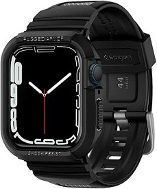 Spigen Apple Watch バンド Series 7 45mm / 44mm 一体型 ケース カバー 耐衝撃 PC TPU 二重構造 スポーツバンド 落下 衝撃 吸収 耐久性 傷防止 Series 7 / SE/Series 6 / Seri