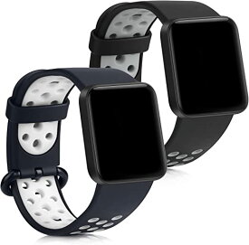 kwmobile 2x 対応: Xiaomi Mi Watch Lite/Redmi Watch バンド - 交換ベルト シリコンバンド ソフト TPU 耐久性 - 黒色/紺色