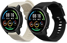 kwmobile 2x 対応: Xiaomi Mi Watch/Mi Watch Color Sport バンド - 交換ベルト シリコンバンド ソフト TPU 耐久性 - 黒色/紺色