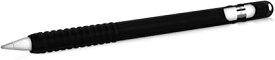 kwmobile 対応: Apple Pencil (1. Gen) カバー - 保護カバー タッチペン 軽量 ソフト スリム - グリップ 黒色