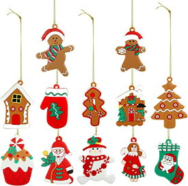 GWHOLE クリスマス飾り付け 12個セットオーナメント シリコン サンタ ジンジャーマン ツリー　天使 クリスマスツリーオーナメント 装飾 飾り 吊り下げ デコレーション