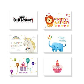 誕生日カード 24枚セット メッセージカード バースデーカード ギフトカード お祝い 動物カード 子供 友達へのプレゼント 封筒付き 封筒テープ付き