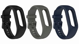 SHEAWA Garmin vivosmart 5用バンド ベルト 3色セット 交換バンド シリコン スポーツバンド 交換ベルト ストラップ アクセサリー ガーミン vivosmart5用 (ブラック+グレー+ネイビーブルー)