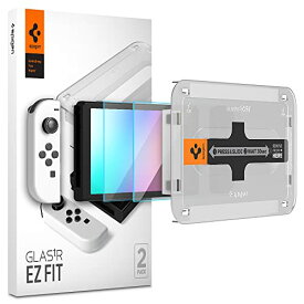 Spigen EZ Fit ガラスフィルム Switch 有機ELモデル 用 貼り付けキット付き スイッチ OLED モデル 対応 保護 フィルム 2枚入