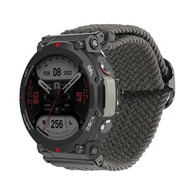 kwmobile 対応: Huami Amazfit T-Rex 2 交換バンド - 交換ベルト ナイロン 耐久性 14 - 22 cm グレー