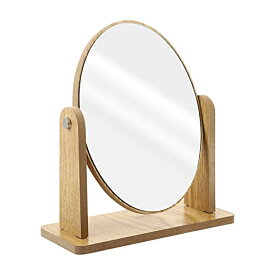 BESTOYARD 卓上ミラー 化粧ミラー 鏡 卓上 かが み 木製 化粧鏡 回転可能 角度調整 天然木 スタンドミラー 卓上 置き鏡 化粧道具 おしゃれ 組み立て簡単