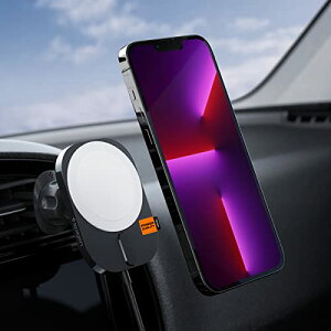 Spigen �ԍڃz���_�[ �}�O�l�b�g �}�O�Z�[�t 15W �X�}�z�z���_�[ �� �G�A�R�������o������ �X�}�z�X�^���h iPhone 14 13 12 �����h�~ ���t���ȒP ITM12W ACP03694 (�u���b�N)