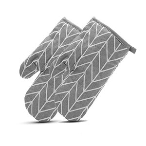 サムコス 耐熱ミトン オーブングローブ 滑り止め キッチン手袋 電子レンジ手袋 クッキング用 バーベキュー用 ケーキ焼き用 柔軟な綿製 やけど防止 (グレー)