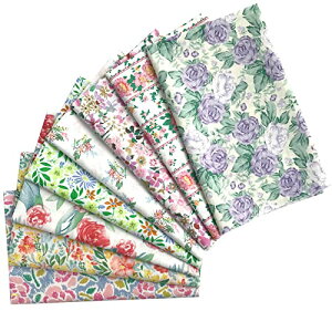 8枚セット 花柄 パッチワーク布 綿100% 生地 プリント生地 カットクロス 可愛い はぎれ 福袋 DIY手芸用 布セット 46X56cm