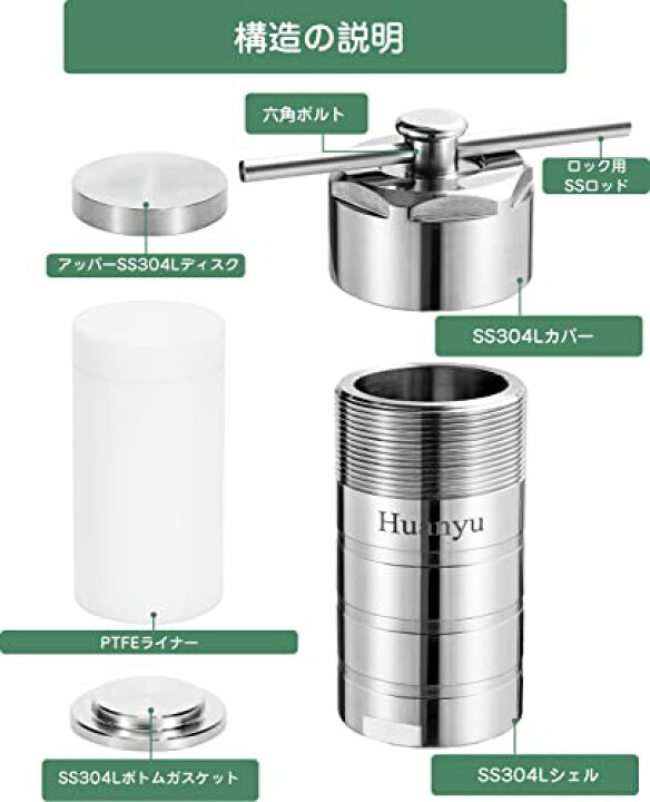 楽天市場】Huanyu 100ml 小型オートクレーブ 高圧反応器 反応容器 304 
