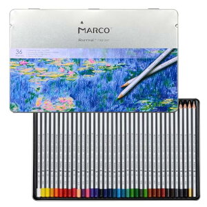 Marco 油性色鉛筆 36色 色鉛筆 油性 初心者 いろえんぴつ 木製色鉛筆 油性 6角軸 スケッチ色鉛筆 イラスト落書き 手帳 ノード デザイン、入門者、絵画愛好家、芸術業者 鉄の箱詰め プチギフト,