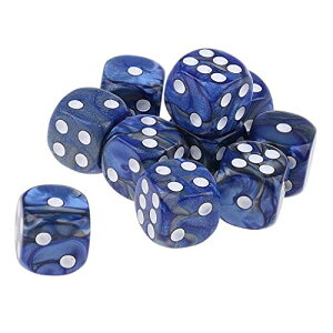 Yourandoll 10�� ���ʑ̃_�C�X D6�T�C�R�� 6�ʃ_�C�X16mm Dungeons and Dragons �ADND�A TRPG�A MTG�Ȃǃe�[�u���Q�[���p (�u���[ �u���b�N)