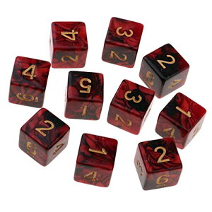 Yourandoll 10�� ���ʑ̃_�C�X D6�T�C�R�� 6�ʃ_�C�X16mm Dungeons and Dragons DND TRPG MTG�T�C�R���Ȃǃe�[�u���Q�[���p (���b�h�u���b�N)