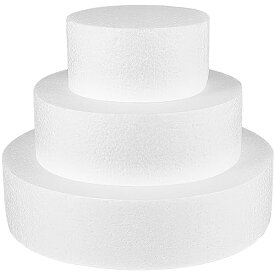 Frcolor ダミーケーキ 丸 土台 ケーキダミー 3段 （20+15+10cm） クレイケーキ 発泡スチロール 円柱 フェイクケーキ 材料 展示スタンド 結婚式 誕生日 パーティー用