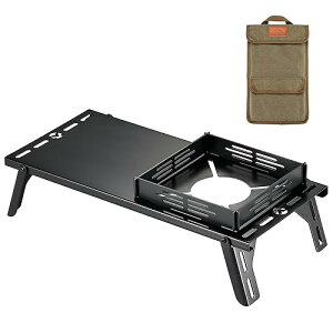 キャンピングムーン(CAMPING MOON) ソロキッチン レギュレーターストーブ st-310 st-340 遮熱テーブル ステンレス 黒ギア 収納 サイクルプレート付き キャンピングキッチン BKSK-310CP