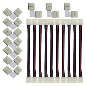 CESFONJER LED�X�g���b�v���C�g�R�l�N�^�A10mm�� SMD5050 4�s��RGB LED�e�[�v���C�gL�^�C�v�R�l�N�^�i10�j�ALED�e�[�v �����p�P�[�u���R�l�N�^�i10�jLED�e�[�v�ƊȒP�ڑ��A���c�s�v�A�g���₷��