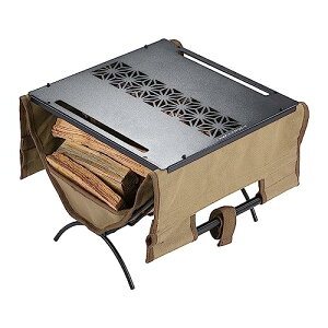 キャンピングムーン(CAMPING MOON) 薪ラック 天板付き フィールド用 薪ラックテーブル 焚き火 サイドテーブル ブラック ログキャリー TAB-285
