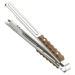 キャンピングムーン(CAMPING MOON) キャンプ マルチグリドル トング ソロトング 26cm ステンレス製 ウッドグリップ ハンド トング 肉ばさみ 焼肉トング 無骨 MS-40