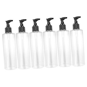 Frcolor ポンプ瓶 250ml ポンプボトル 透明 PET製 ドロップポンプ シャンプーボトル ハンドソープ 詰替え容器 6本セット(ランダムポンプヘッドの色)