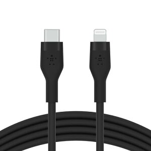 Belkin USB-C to CgjO VR P[u iPhone 14 / 13 / 12 / SE / 11 / XR Ή }[d ϋv MFiF PDΉ 1[g ubN BOOST CHARGEFlex CAA009bt1MBK