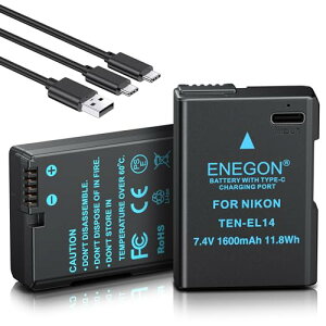 ENEGON EN-EL14 EN-EL14a pType-C ڏ[d|[gobe[ 2 1600mAh Nikon D3100, D3200, D3300, D3400, D3500, D5100, D5200, D5300, D5500,D5600 Coolpix P7000 P7100 P7200 P7700 P7800ȂǑΉ