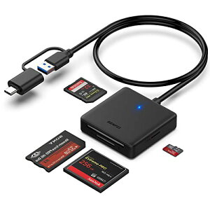 BENFEI USB 3.0/USB-C J[h[_[ 4-in-1 SD/TF(Micro SD)/ MS/CFJ[h[_[A_v^[ OTGΉ ] ǂݏ iPhone 16/15 V[Y, iPad Pro, iMac, S23, XPS 17,Windows11AAndroid X}zAPCɑΉ