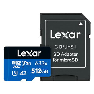 Lexar 100MB/s 633x MicroSDXC 512GB with adapter UHS-1 U3 V30 A2(512GB)