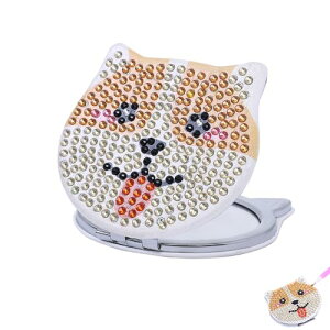 化粧鏡 ポータブルミラー ダイヤモンドアート パーソナルメイクアップミラー 両面ミラー 折りたたみ可能 ハンドヘルド 金属ケース 耐久性 小型軽量 携帯に便利 外出 旅行 デート パーティ