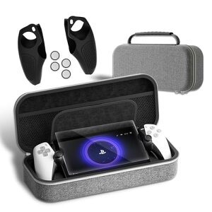 SPOSING【4点セット】PSポータブル ケース PS5 Portal 収納バッグ 『PlayStation Portal専用収納ケース+ハンドルシリコンケース+コントローラー保護カバー+PS Portalガラスファイル』 PS5リモートプレーヤ
