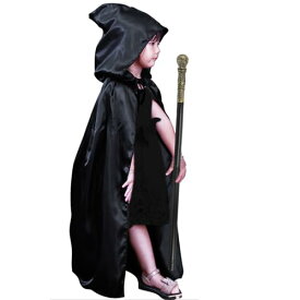 [Afindern] 【魔法の杖付き】マント コスプレ 子供 ハロウィン 仮装 80cm フード付き 死神 魔女 ドラキュラ風 コスチューム 衣装 学園祭 文化祭 舞台演出 パーティー イベント ブラック