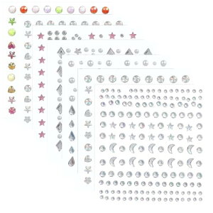 Frcolor ラインストーンシール 7枚セット ラインストーンステッカー フェイスシール キラキラ 3Dグロースター 大人 DIY 自己接着 フェイスデコレーションパーツ マニキュア