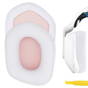 Geekria イヤーパッド QuickFit 互換性 パッド ロジクール Logitech G733, G535, G335 ヘッドホンに対応 パッド イヤー/イヤーカップ プロテインレザー (グレー+ピンク)