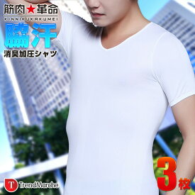 【3枚セット】消臭汗取り 加圧シャツ 脇汗パッド付き 吸汗速乾 加圧 Tシャツ 汗対策 防臭 抗菌 Vネック 加圧インナー 下着 半袖 メンズ 腹筋 メンズインナー 背筋 姿勢 アンダーシャツ 筋力サポート 【筋肉革命】【meru】