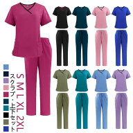 スクラブ 上下セット 女性用 半袖 白衣 医療 パンツ ズボン かわいい ナース服 医療用 レディース 看護師…
