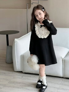 ブラック ワンピース フォーマル 学生服 長袖 女の子黒 大きいサイズ 発表会 ピアノ 入学式 卒業式 通学 無地 女子高生 中学生 入学式 ジュニア フォーマル 春 秋 冬 Aライン 格安 演奏会 ピア