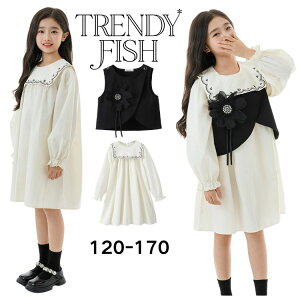 卒業式 子供服 礼服 フォーマル 長袖 ワンピース チョッキ ベスト 刺繍 小花柄 レイヤード風 女の子 キッズ用 子供服 入学式 入園式 卒園式 発表会 結婚式 受験 ピアノ発表会 冠婚葬祭 黒 秋