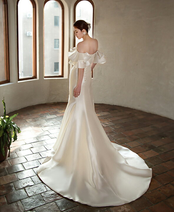 楽天市場】ウエディングドレス ウェディングドレス サテン 結婚式 オフ  