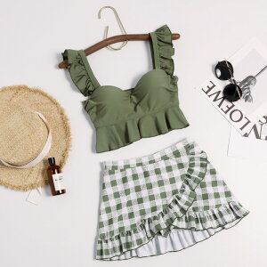 水着 レディース 高校生 体型カバー タンキニ 2点セット フリルビキニ タンキニ セパレート お洒落 かわいい ビスチェ風 露出控えめ 10代 20代 30代 大人 女性用 黒 バックフリル ハイウエスト