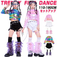 パープル ピンク キラキラ 女の子 へそ出し ダンス衣装 キッズ セットアップ 長袖 シャツ 短パン ミニパ…