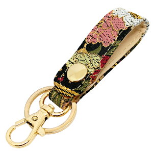 キーリング 西陣織 レディース キーホルダー 鍵 カギ バッグチャーム ベルト式 スナップボタン ナスカン 女性 男性 メンズ キーベルト 極 和風 和柄 金襴 和 豪華 華やか