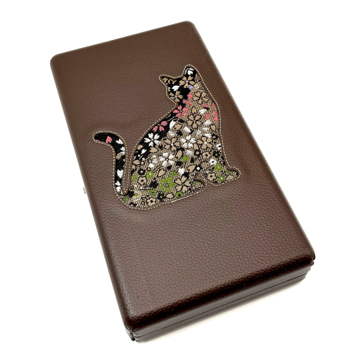 楽天市場】津軽三味線用【 2丁撥入れ -楓凛- 濃い茶 】ネコ バチ入れ