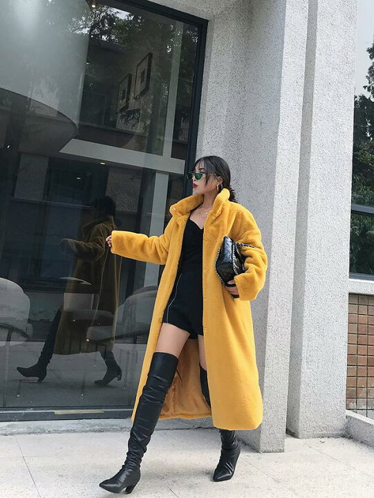 エコファー ドロップショルダー 中綿 ロングコート ファー付き\