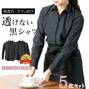 同サイズ5枚セット 【飲食店・カフェの制服に】 黒 レディース ブラウス ワイシャツ ブラック 透けない 形態安定 カフェ バー 料亭 制服 ユニフォーム アルバイト 無地 レギュラー スキッパー Vネック 開襟 長袖 オフィス S M L LL 3L 7号 9号 11号 13号 15号