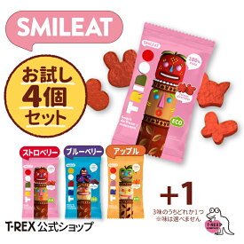 【送料無料】スマイリート お試し4個セット 1000円ポッキリ 特別価格 正規輸入元 smileat オーガニック フルーツ スナック 1袋25g 100% 有機 18ヵ月 アップル イチゴ ブルーベリー くだもの おやつ グミ おでかけ ドライフルーツ 無添加 砂糖不使用 子供