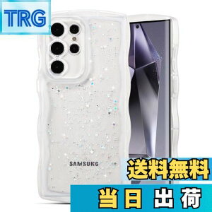 【送料無料】QLTYPRI Galaxy S24 Ultra ケース クリア TPU カバー ウェーブ おしゃれ 韓国 可愛い ウェーブ グリッター 透明 薄型 軽量 耐衝撃 滑り止め (SC-52E / SCG26) スマホケース ワイヤレス充電対応