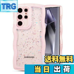 【送料無料】QLTYPRI Galaxy S24 Ultra ケース クリア TPU カバー ウェーブ おしゃれ 韓国 可愛い ウェーブ グリッター 透明 薄型 軽量 耐衝撃 滑り止め (SC-52E / SCG26) スマホケース ワイヤレス充電対応