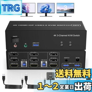yzHDMI + 2 Displayport 3 j^ KVM XCb` USB 3.0 2 ̃Rs[^[A4K@60Hz gvj^[ KVM ؑ֊ I[fBI 3 USB 3.0 |[gA2 ̃Rs[^[L 3 j^[ L[{