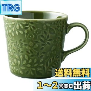 【送料無料】NARUMI(ナルミ) マグカップ アンナ・エミリア 350cc フォレストグリーン 花柄 かわいい レリーフ 大きめ 電子レンジ オーブン 食洗器対応 日本製 ギフト箱入り 41790-6397