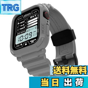 �y���������z[elkson] �A�b�v���E�H�b�` �o���h Apple Watch 45mm 44mm �o���p�[�P�[�X�t�� ���ȃ����Y�o���h Apple Watch SE iWatch Series 9 8 7 6 5 4�p, Quattro Pro Series �X�|�[�c�~���^���[�ی�P�[�X �v���e