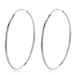【送料無料】MIKAMU 男女兼用 極細身 純銀シルバー S925 フープ silver ピアス 人気 イヤリング 6サイズ
